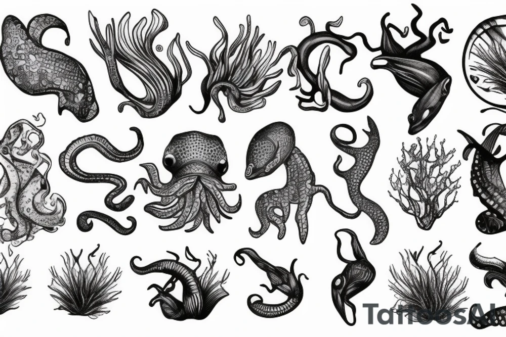 Sea creature sleeve tattoo idea