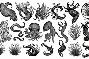 Sea creature sleeve tattoo idea
