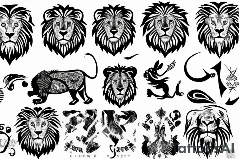 Leo star sign lion tattoo idea