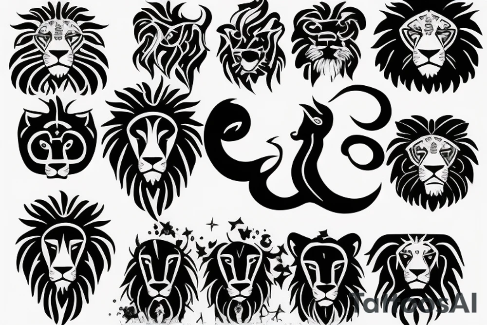 Leo star sign lion tattoo idea