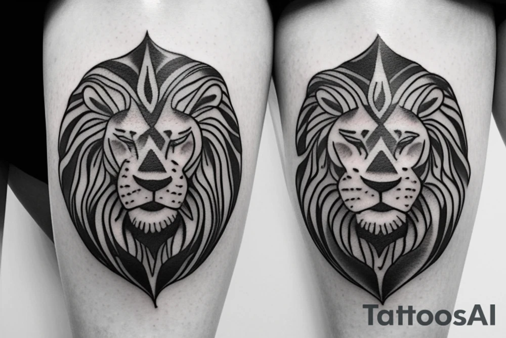 Leo star sign lion circle tattoo idea