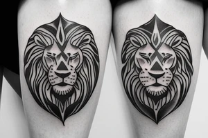 Leo star sign lion circle tattoo idea