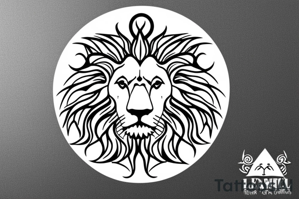 Leo star sign lion circle tattoo idea
