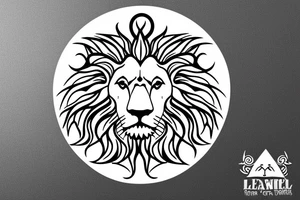Leo star sign lion circle tattoo idea