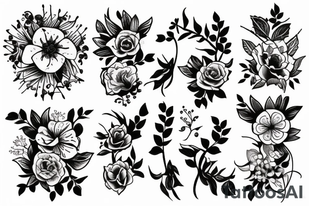 Sneak and flowers tattoo idea