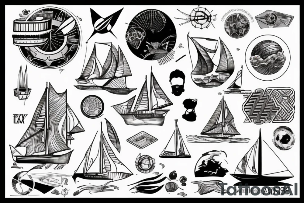 future, science, crypto, travel, sailing, trading, money, power, extreme sport tattoo idea