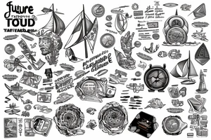 future, science, crypto, travel, sailing, trading, money, power, extreme sport tattoo idea