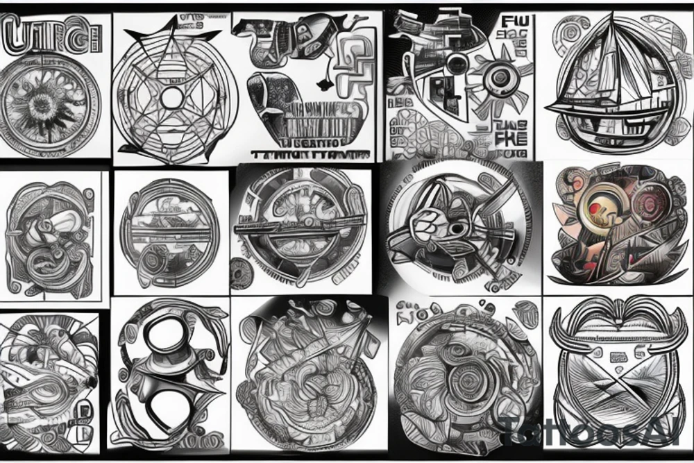 future, science, crypto, travel, sailing, trading, money, power, extreme sport tattoo idea