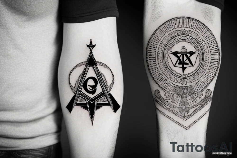 Brotherhood text with Masonic symbol tattoo idea