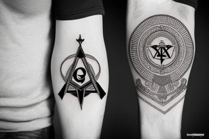 Brotherhood text with Masonic symbol tattoo idea