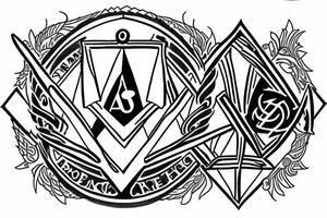 The word “brotherhood” with a Masonic symbol behind it tattoo idea