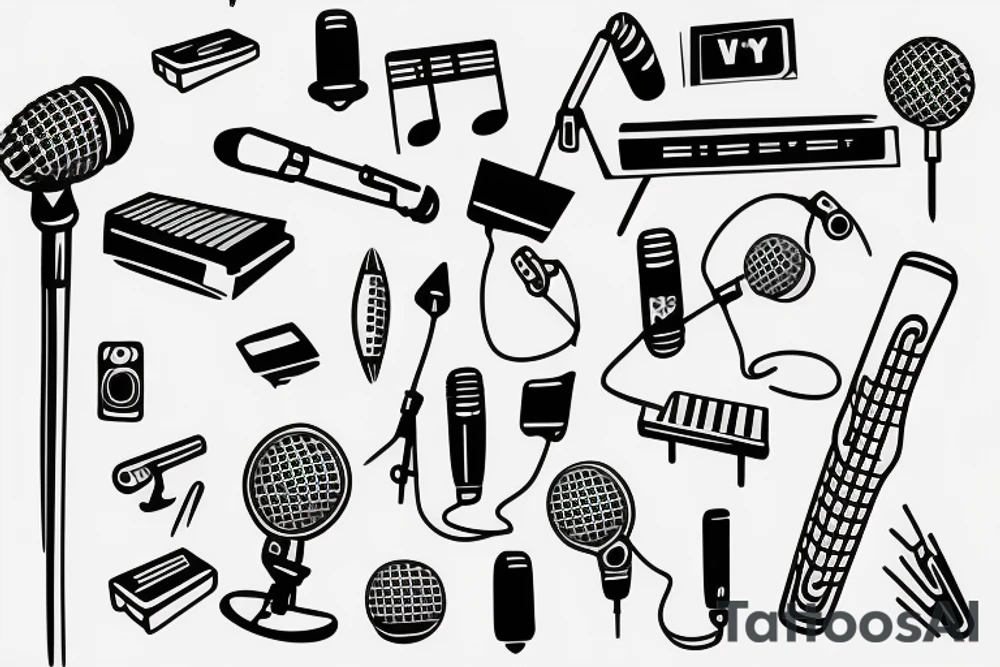 Microphone with piano keys tattoo idea