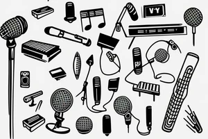 Microphone with piano keys tattoo idea