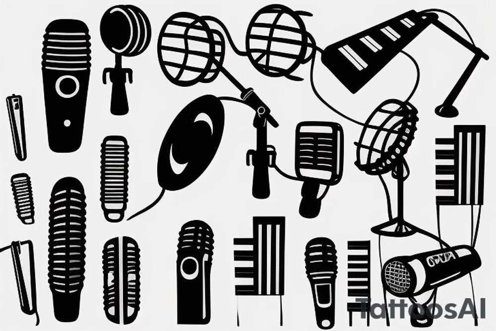 Microphone with piano keys tattoo idea