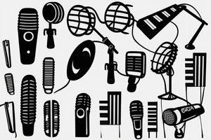 Microphone with piano keys tattoo idea