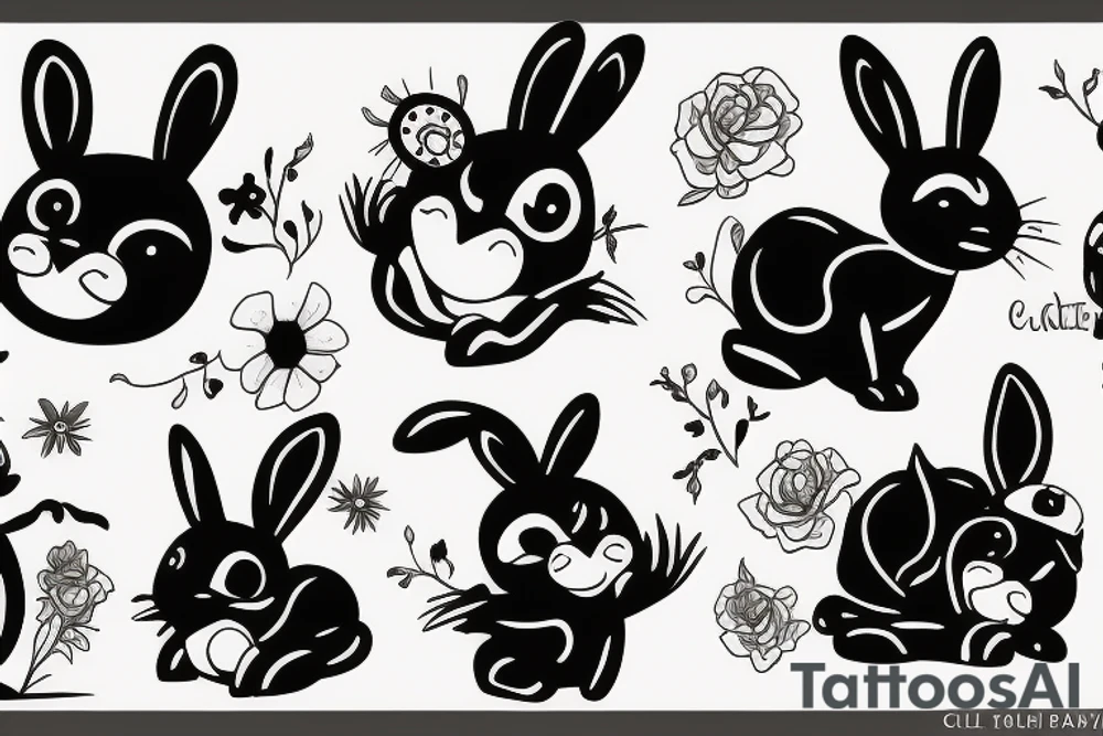 Black bunny tattoo idea