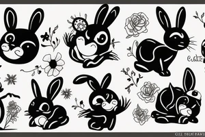Black bunny tattoo idea