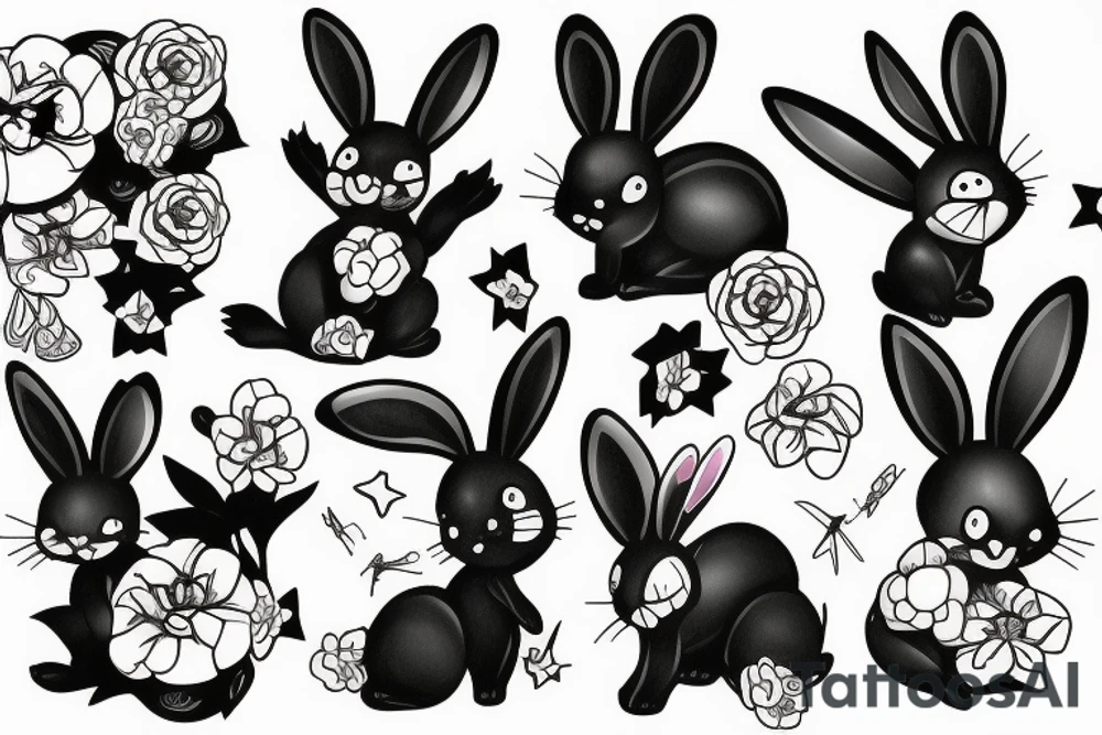 Black bunny tattoo idea