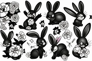 Black bunny tattoo idea