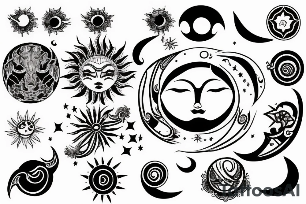 A forearm tattoo with sun moon and star tattoo idea