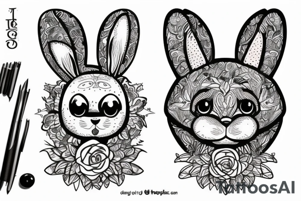 Anthropomorphic bunny tattoo idea