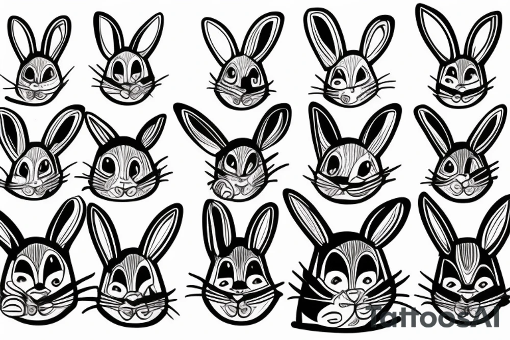 Anthropomorphic bunny tattoo idea