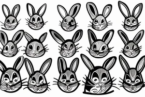 Anthropomorphic bunny tattoo idea