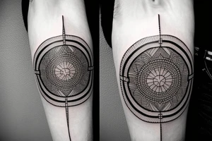 An ace with patterns in it centered on medium thick line tattoo idea