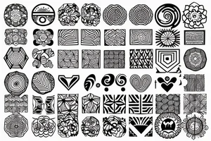 An ace with patterns in it centered on medium thick line tattoo idea