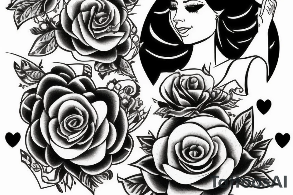 White star patch glamorous lady tattoo idea