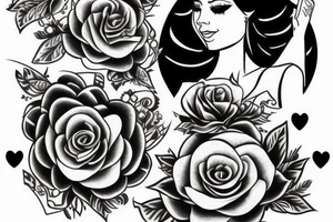 White star patch glamorous lady tattoo idea