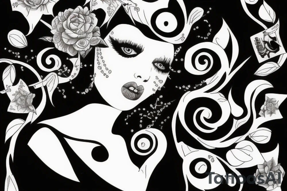 White star eye patches glamorous lady tattoo idea