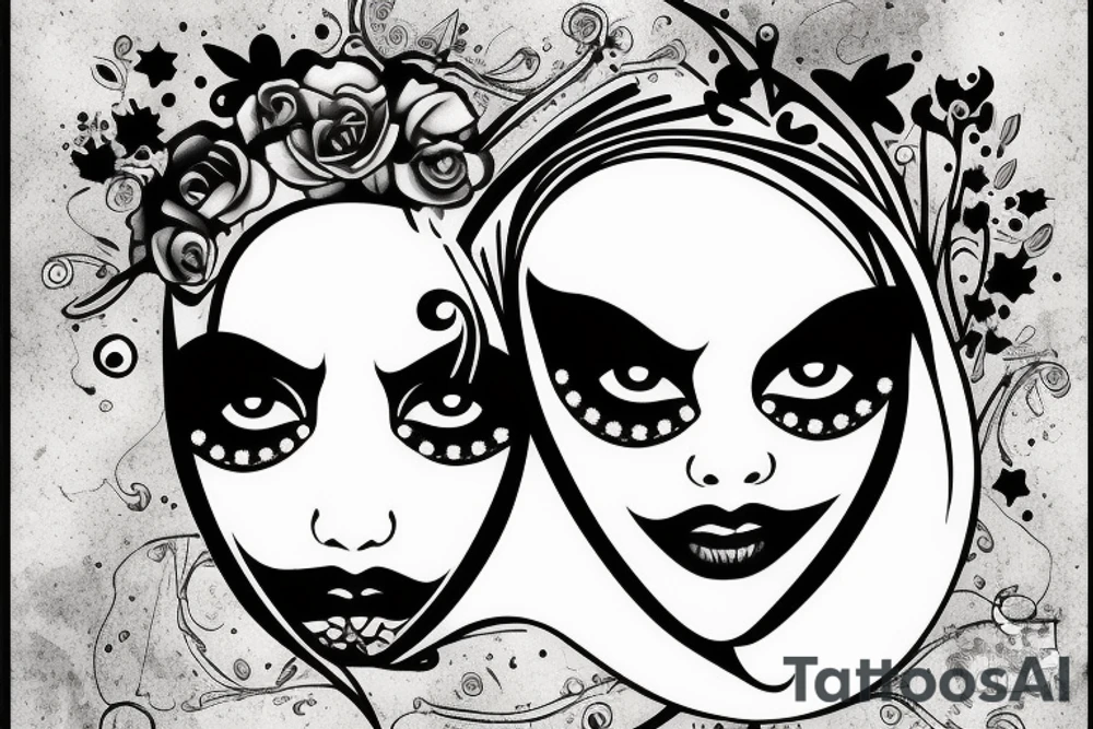 White star eye patches glamorous lady tattoo idea