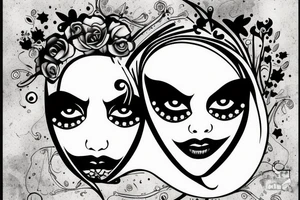 White star eye patches glamorous lady tattoo idea