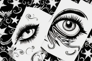White star eye patches glamorous lady tattoo idea