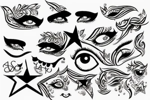White star eye patches glamorous lady tattoo idea