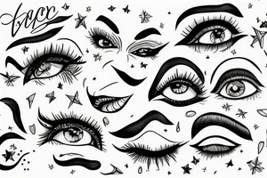 White star eye patches glamorous lady tattoo idea