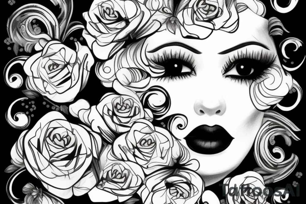 White star eye patches glamorous lady tattoo idea