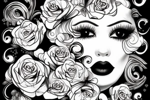 White star eye patches glamorous lady tattoo idea