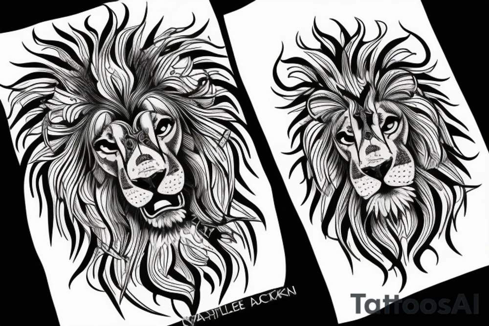 Chaotic lion tattoo idea
