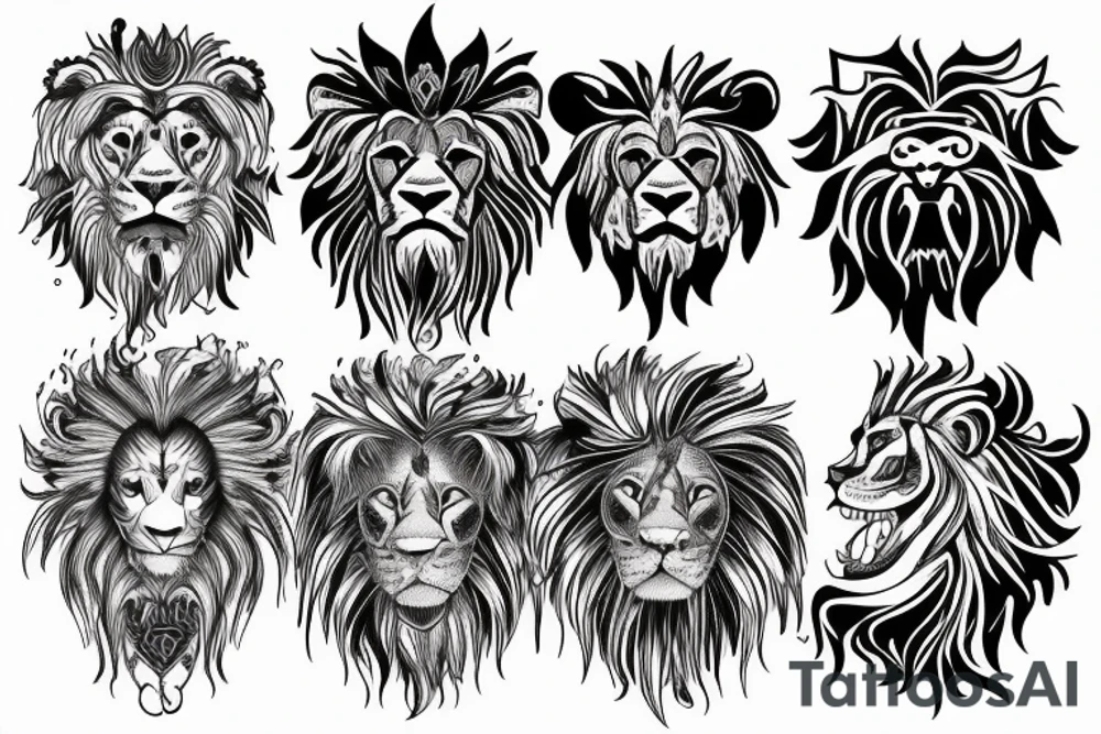 Chaotic lion tattoo idea