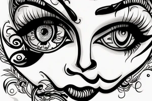 White star eye patches glamorous lady tattoo idea