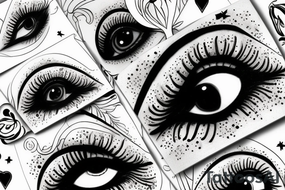 White star eye patches glamorous lady tattoo idea