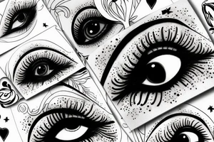 White star eye patches glamorous lady tattoo idea