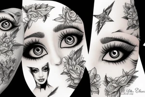 White star eye patches glamorous lady tattoo idea