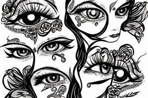 White star eye patches glamorous lady tattoo idea