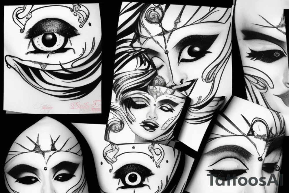 White star eye patches glamorous lady tattoo idea