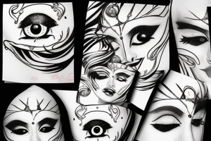 White star eye patches glamorous lady tattoo idea