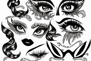 White star eye patches glamorous lady tattoo idea