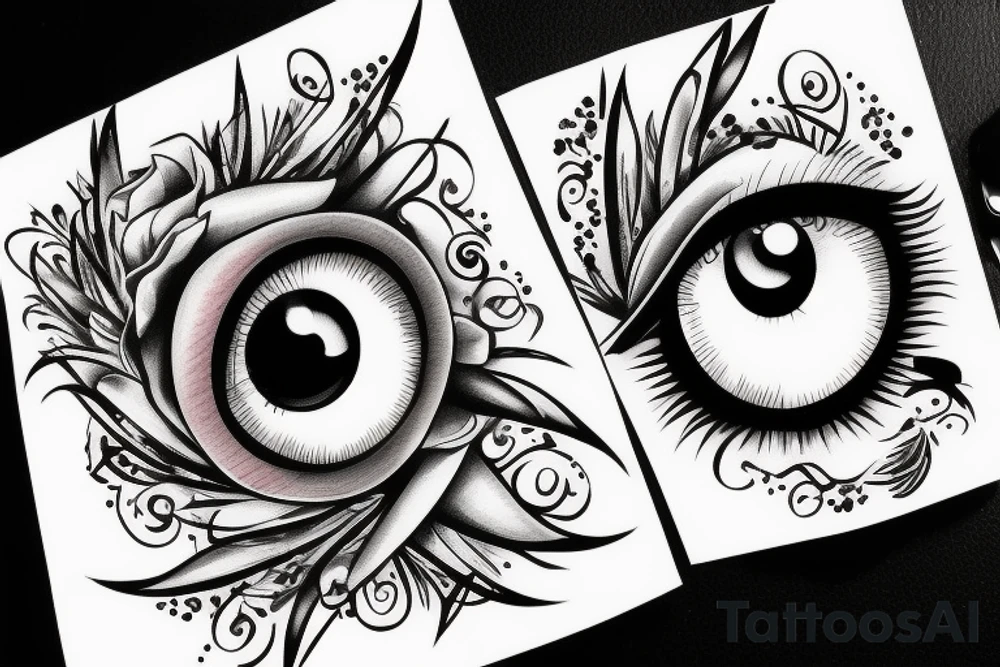 White star eye patches glamorous lady tattoo idea